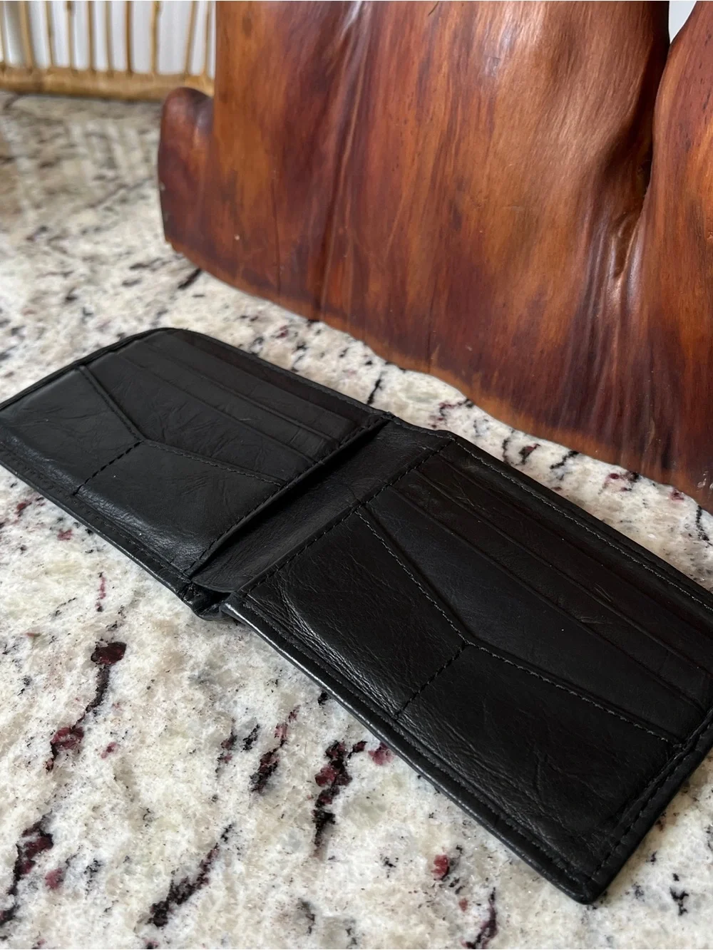 Fossil Men's Black Leather Money Clip Wallet